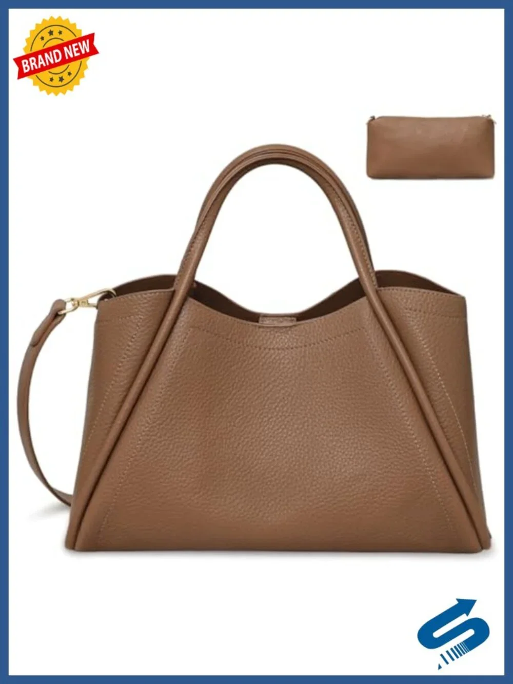 Suede Faux Leather Satchel Crossbody Bag with Adjustable Strap & Inner Pouch